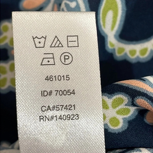 LOFT Navy Paisley Print Cap Sleeve Mixed Media Blouse XS - Picture 9 of 11